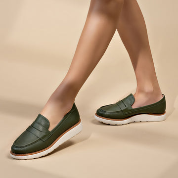 Modare 7400-100 Loafer Flat in Olive Napa